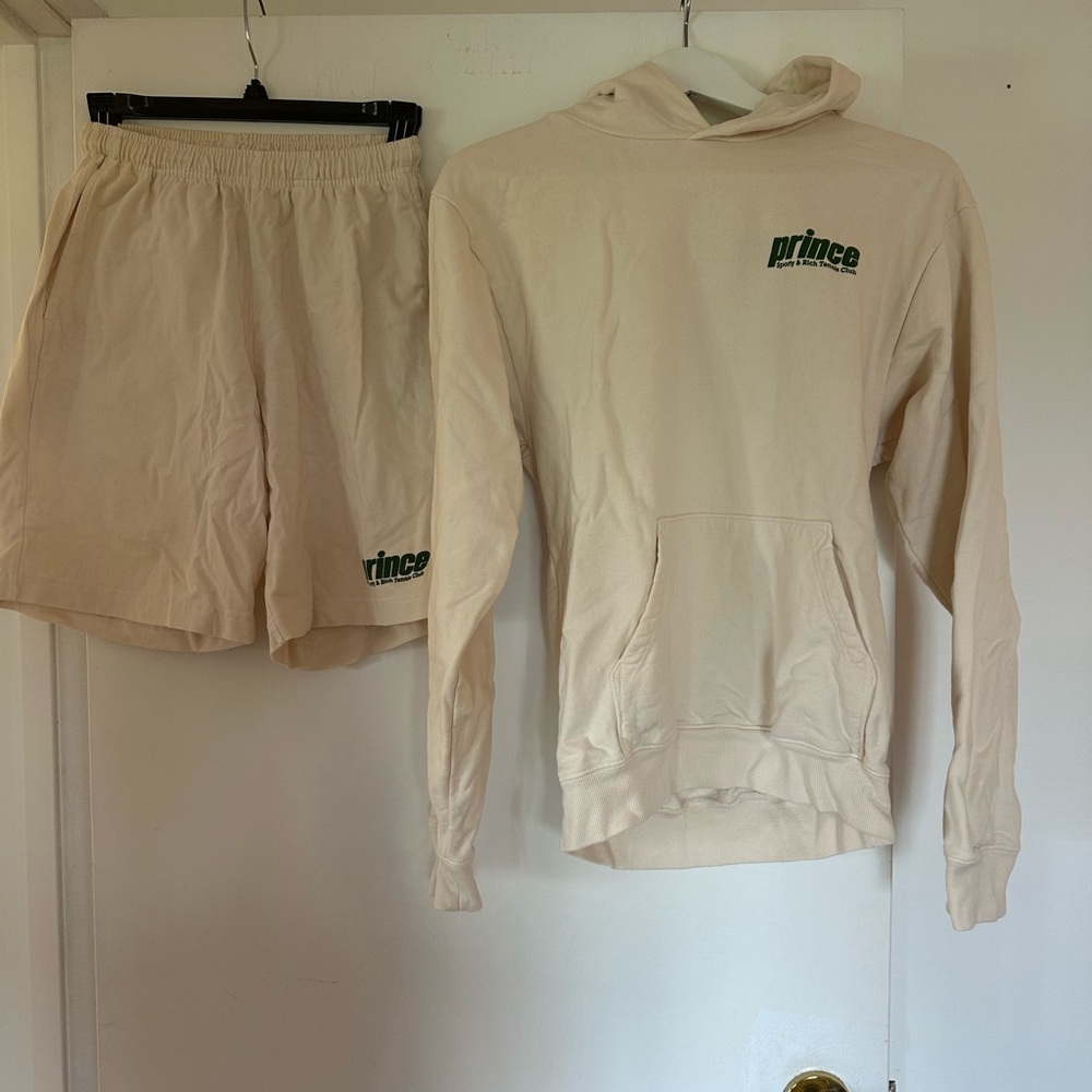 Sporty & Rich Cream Hoodie and Shorts Set